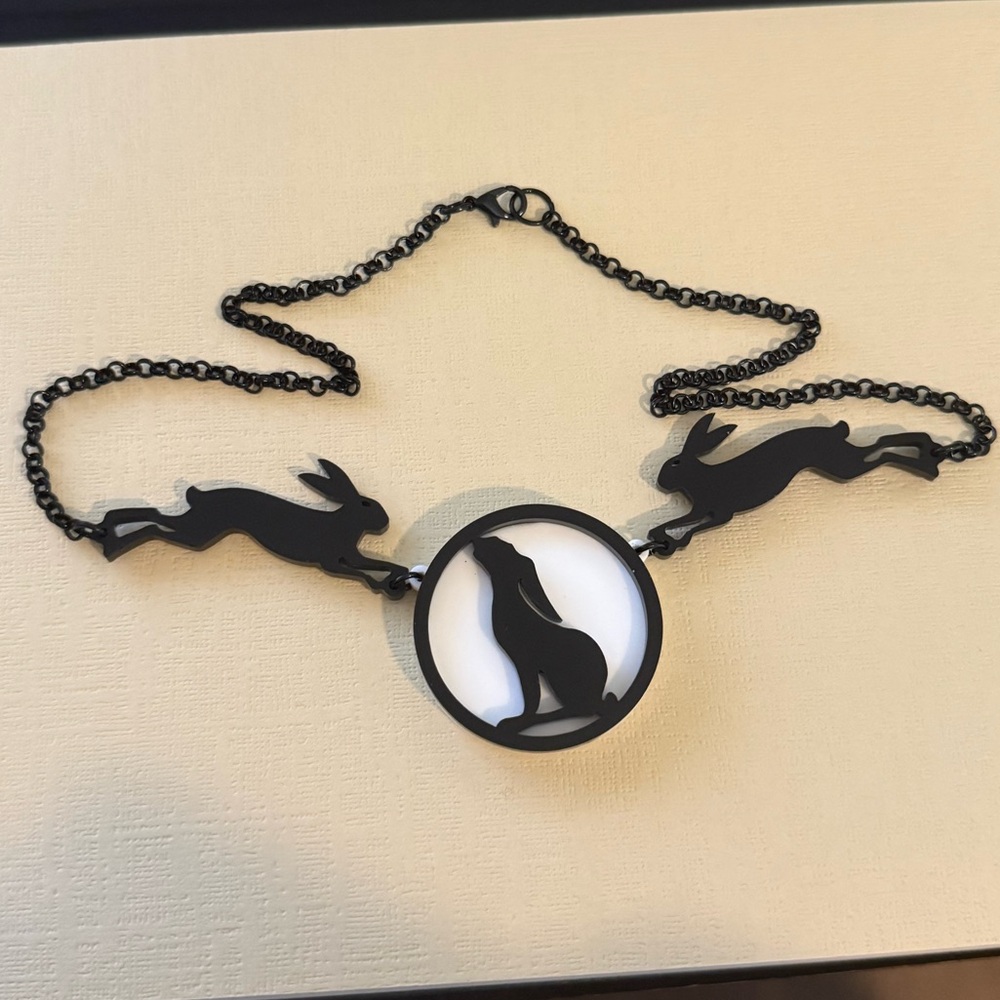 Black Silhouette Rabbit Necklace